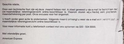 American Express Letter